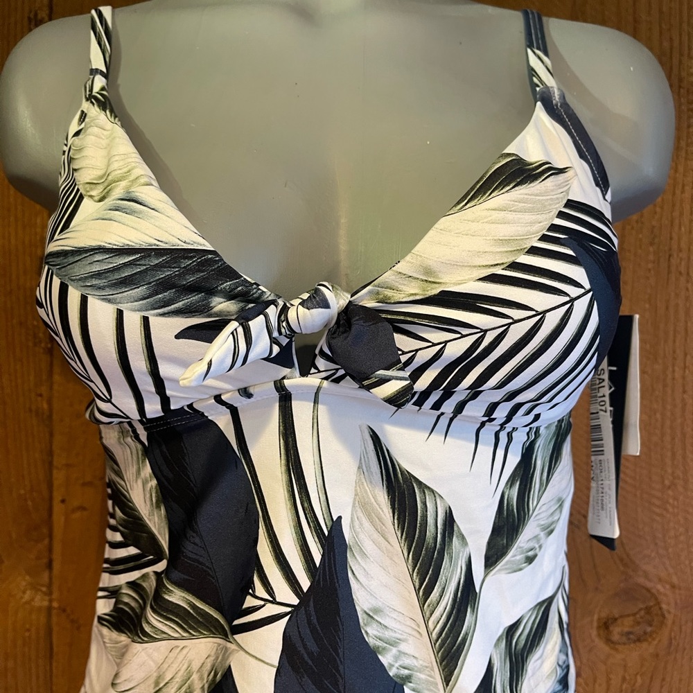New LA BLANCA TANKINI swimsuit top FLORAL RESORT VACTION BEACH SWIM WEAR sz 8 - Picture 3 of 6
